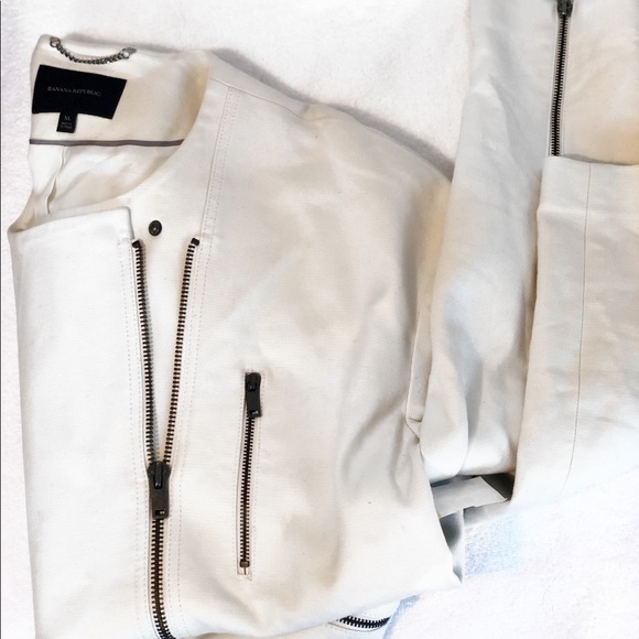 ✨SALE✨  Republic Off-white Moto ZIP Jacket - Picture 1 of 5
